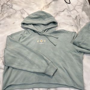 Mint Green Hollister Cropped Hoodie